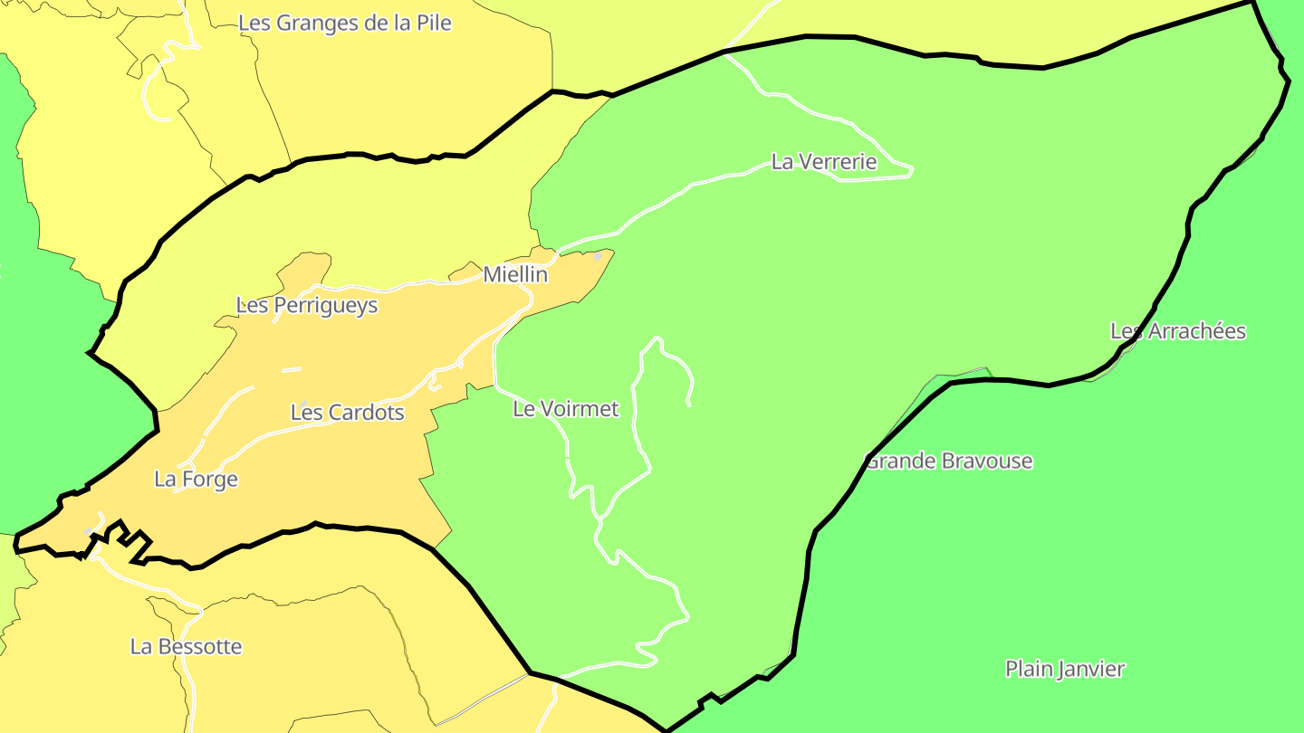 Carte des prix de l'immobilier Miellin