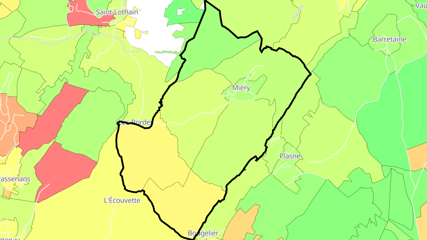 Carte des prix de l'immobilier Miéry