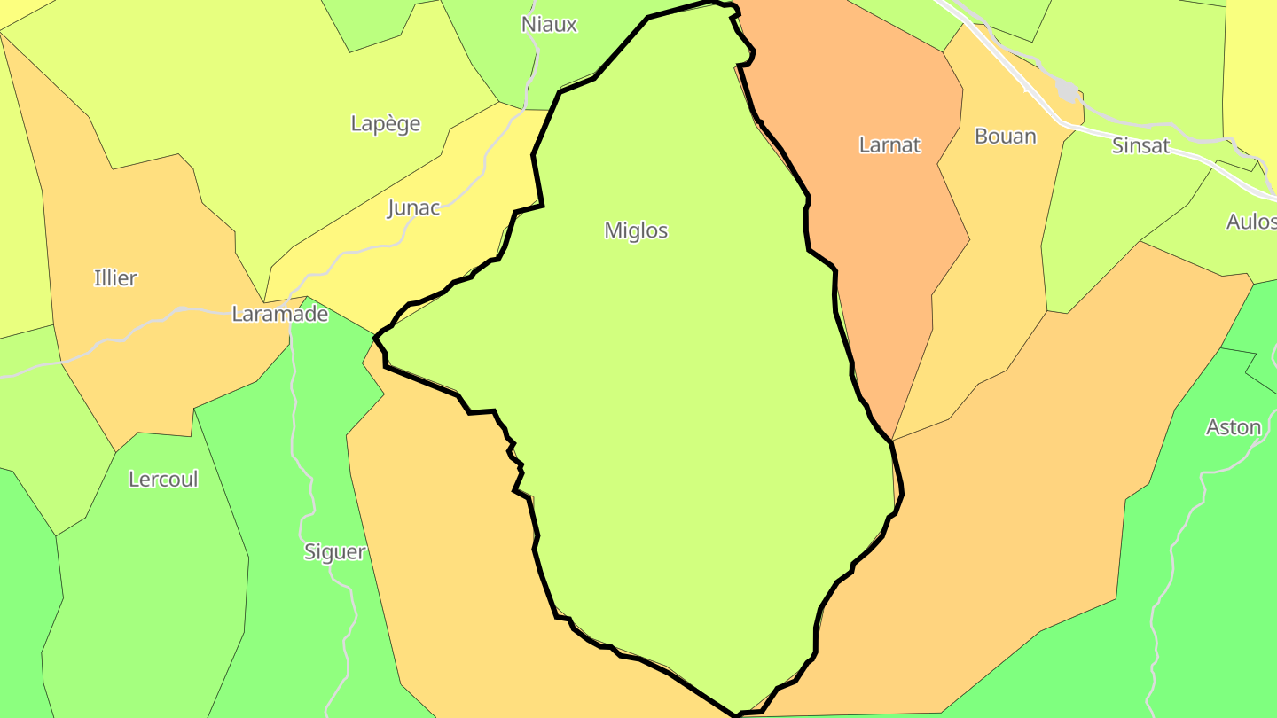 Carte des prix de l'immobilier Miglos