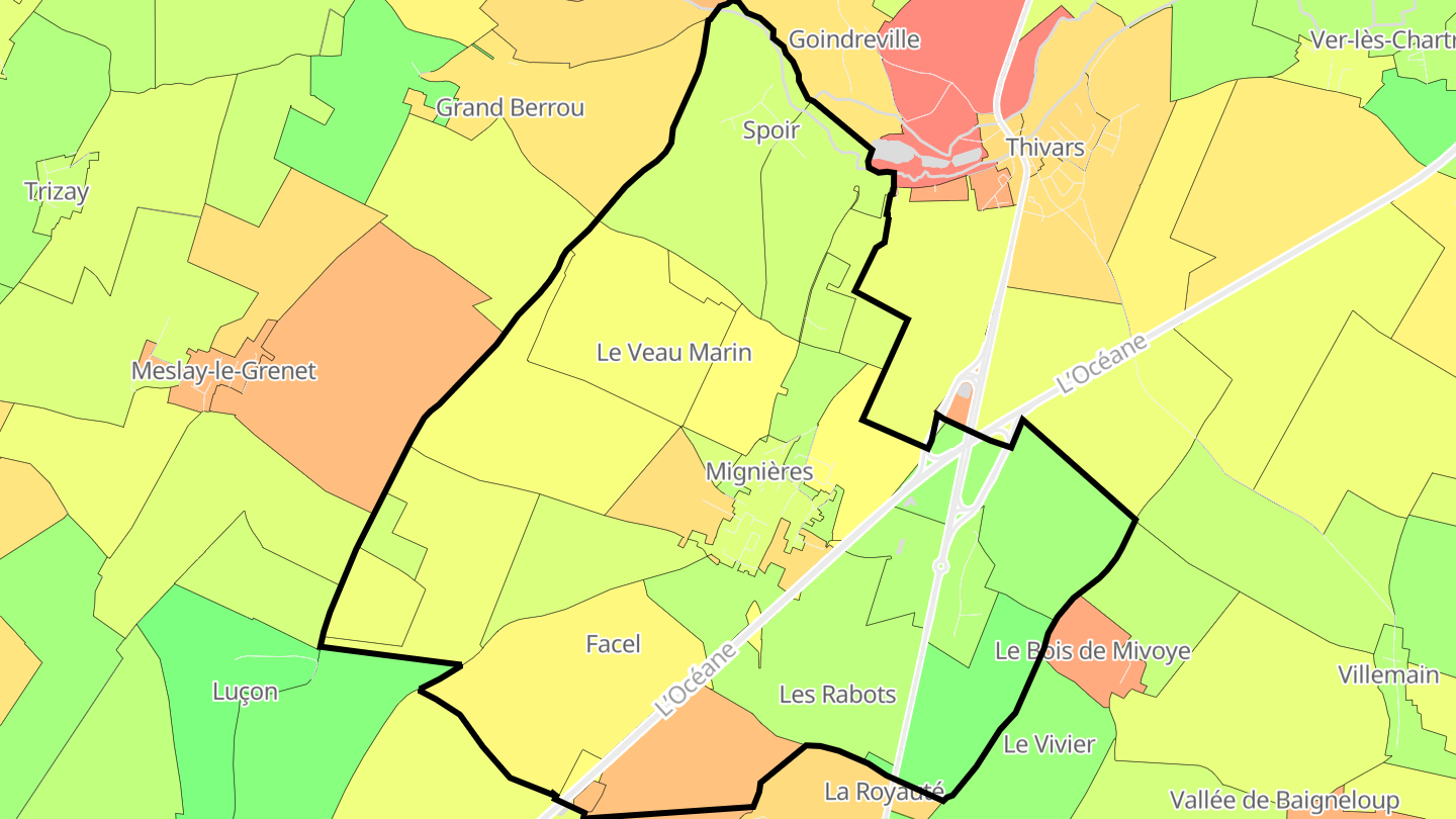 Carte des prix de l'immobilier Mignières