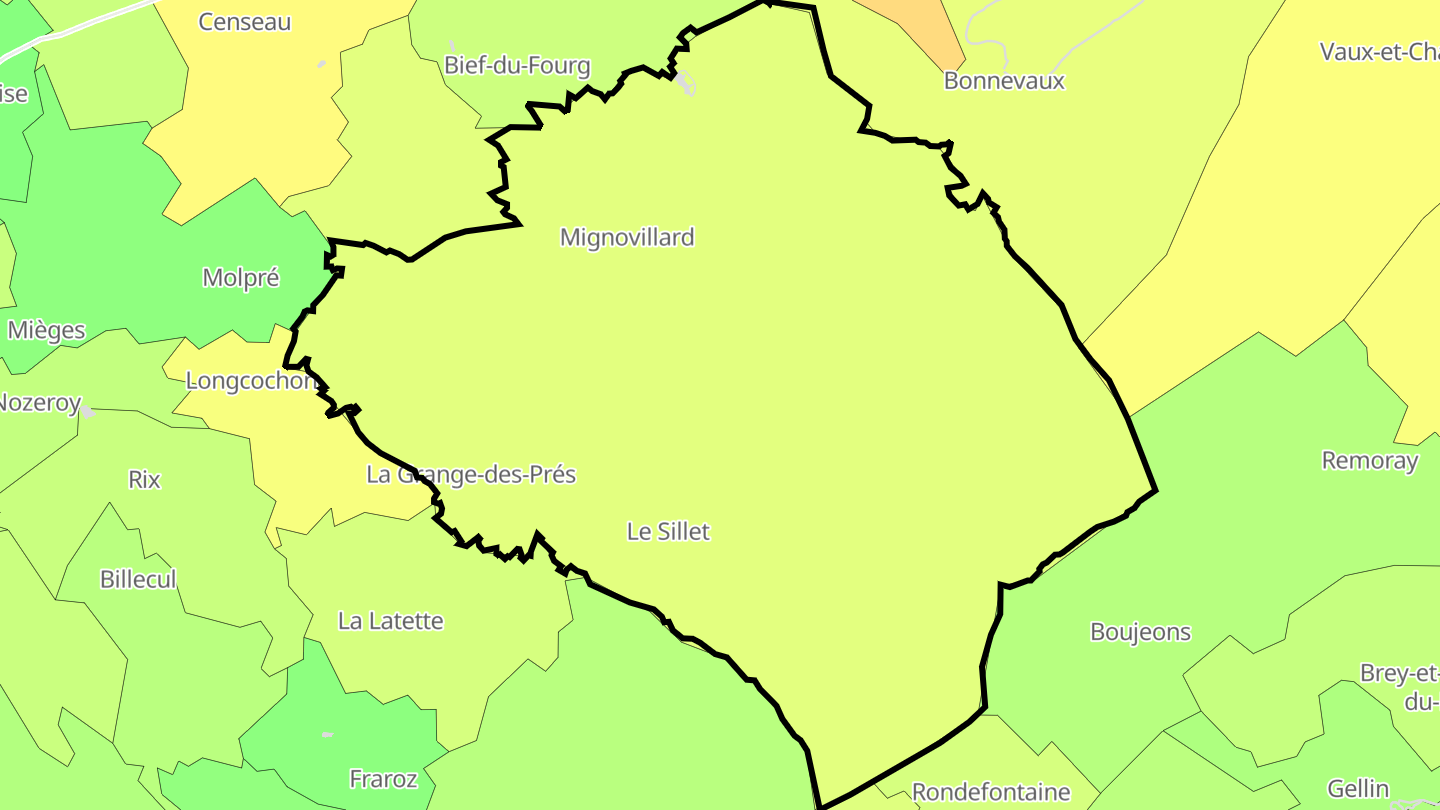 Carte des prix de l'immobilier Mignovillard