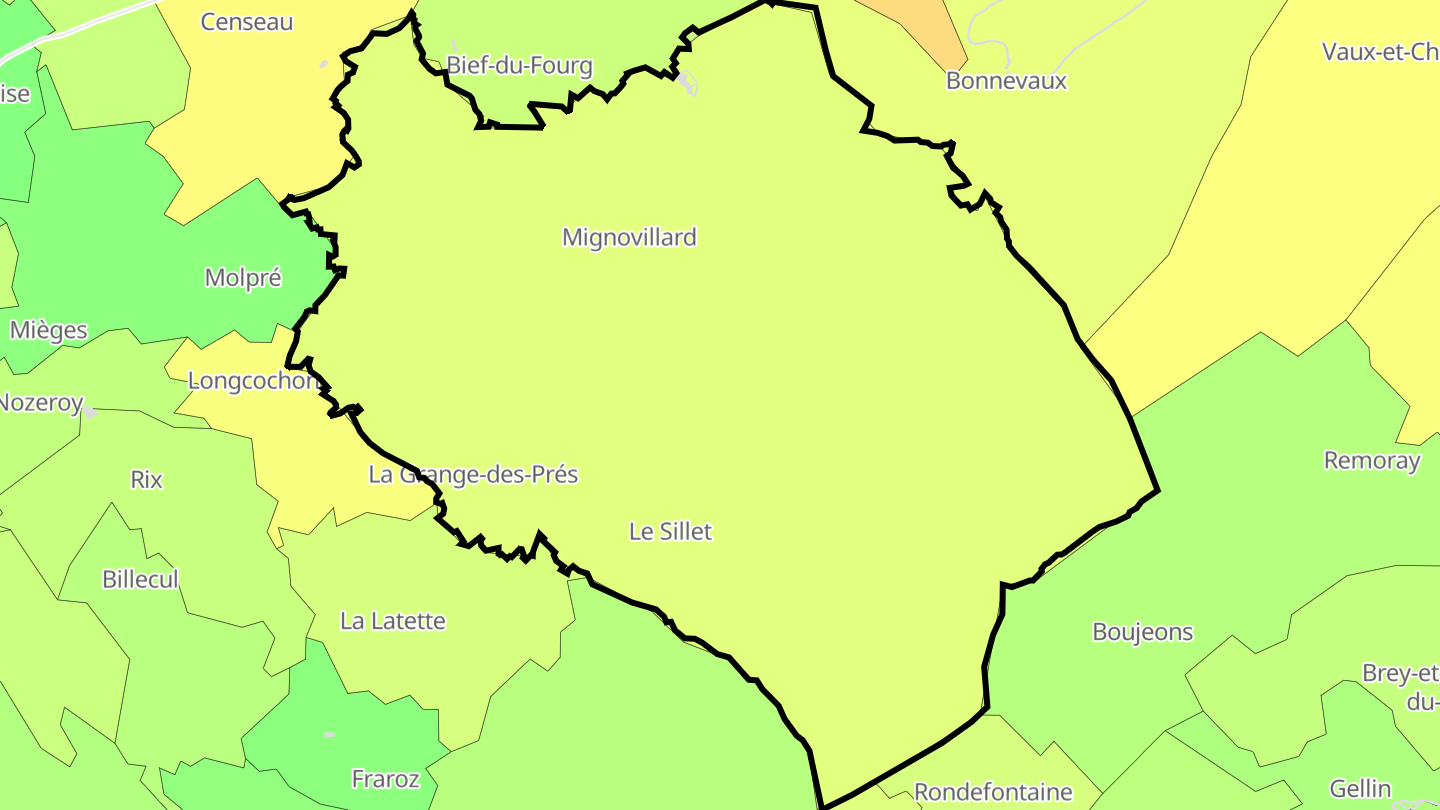 Carte des prix de l'immobilier Mignovillard