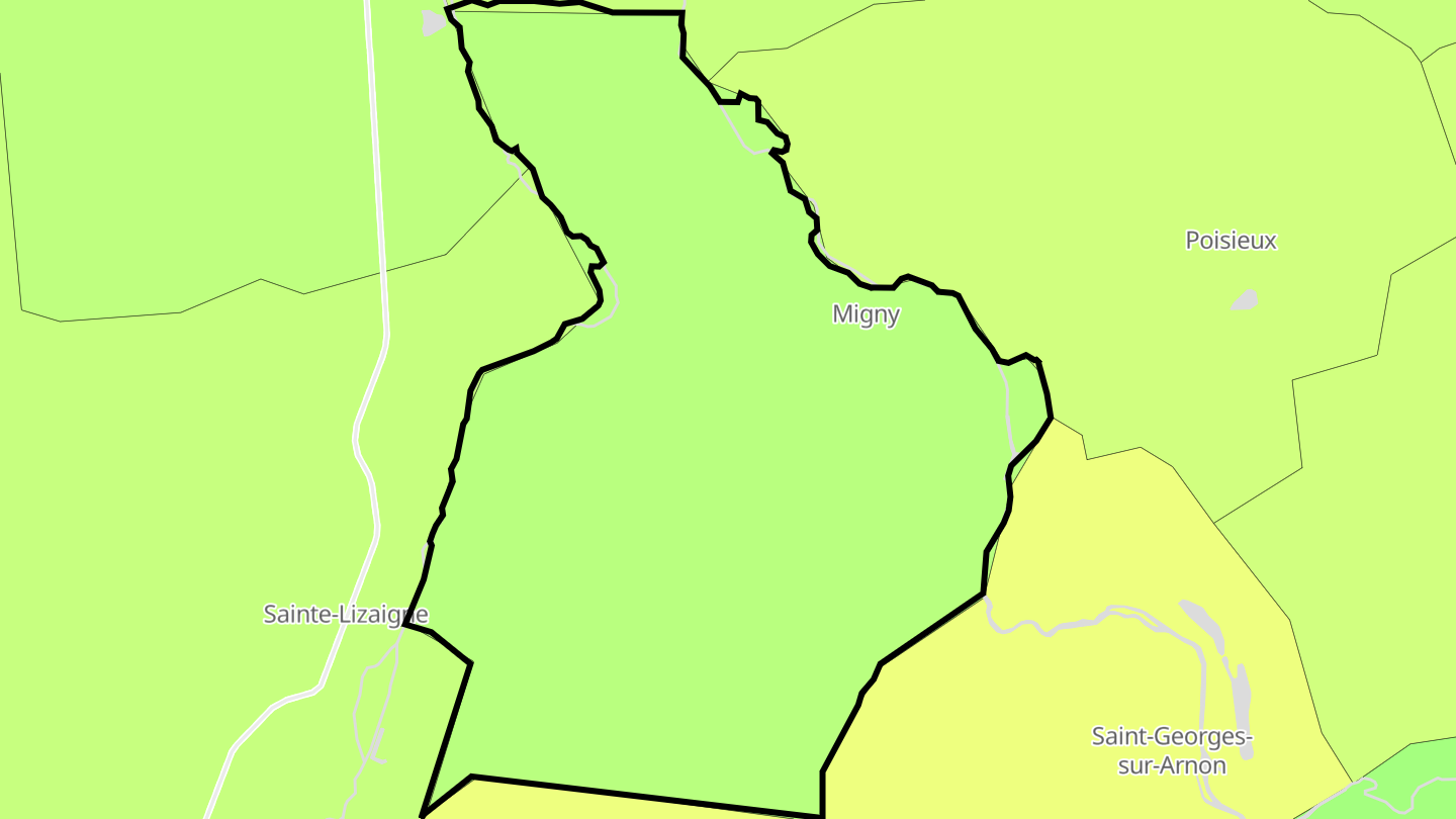 Carte des prix de l'immobilier Migny
