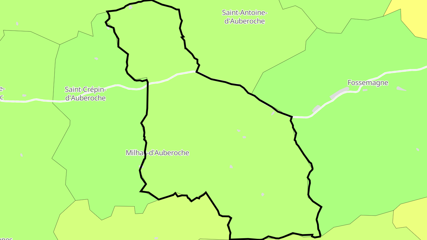 Carte des prix de l'immobilier Milhac-d'Auberoche