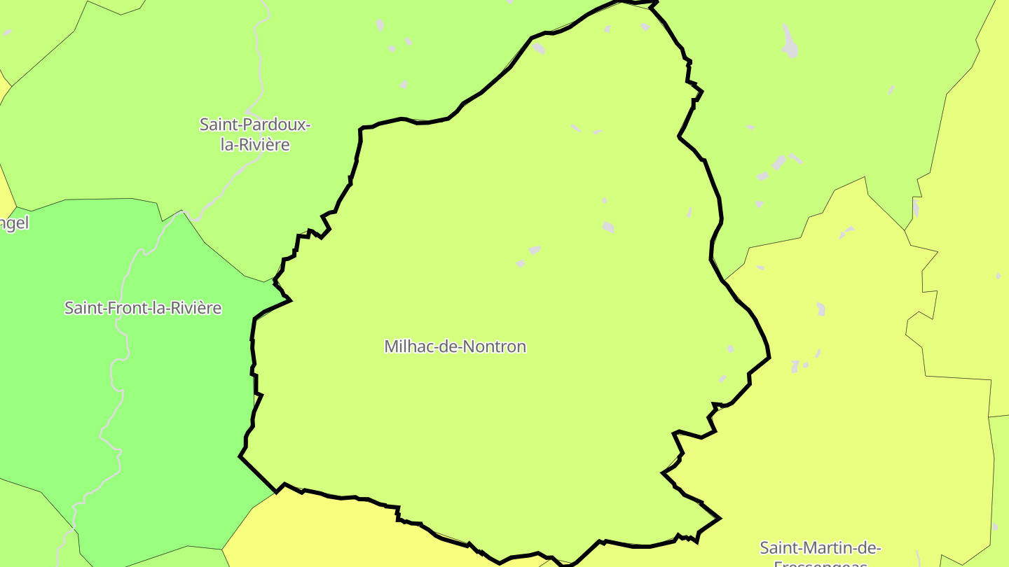 Carte des prix de l'immobilier Milhac-de-Nontron