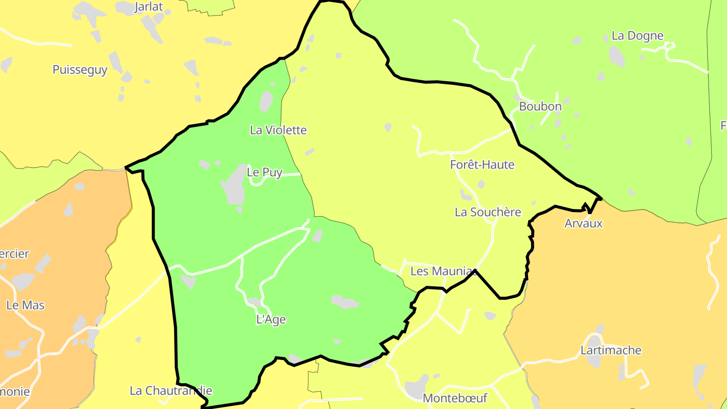 Carte des prix de l'immobilier Milhaguet