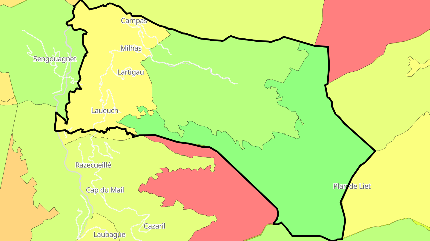 Carte des prix de l'immobilier Milhas