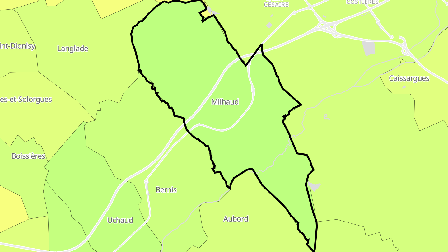 Carte des prix de l'immobilier Milhaud