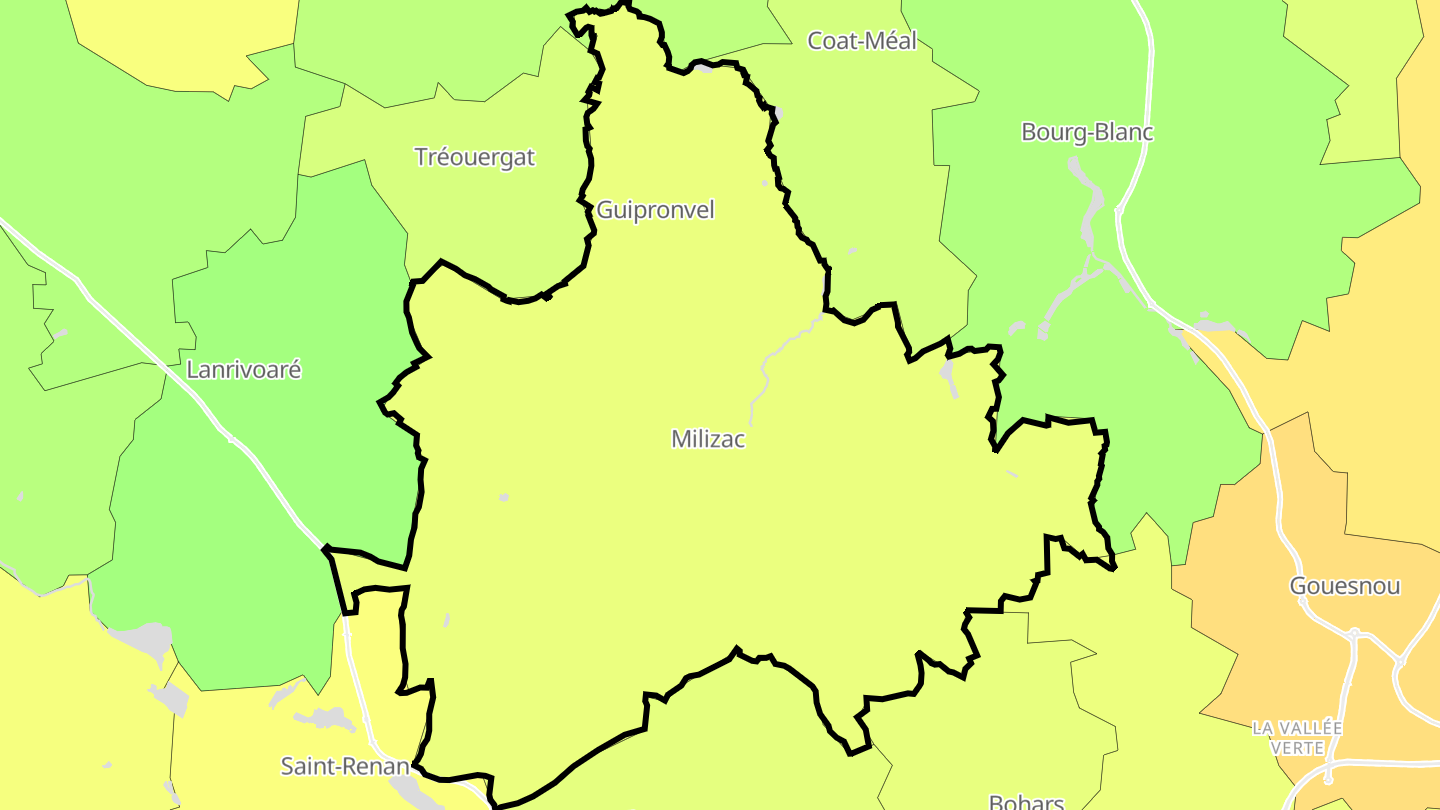 Carte des prix de l'immobilier Milizac-Guipronvel