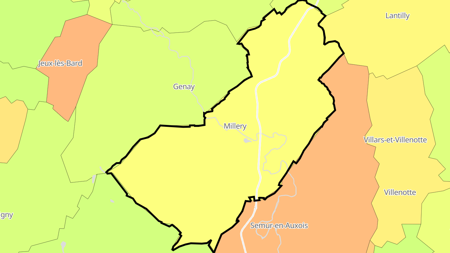 Carte des prix de l'immobilier Millery