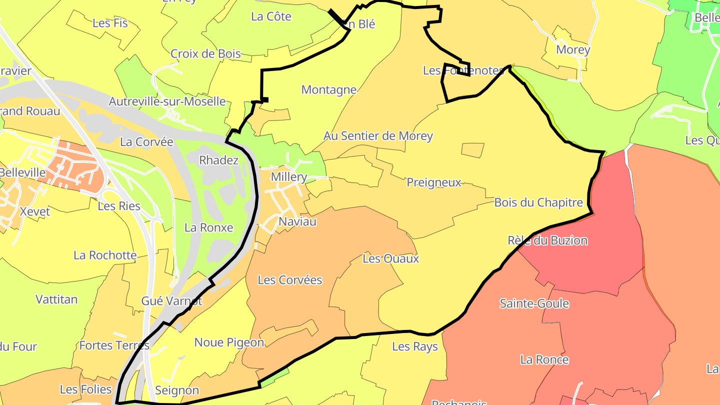 Carte des prix de l'immobilier Millery