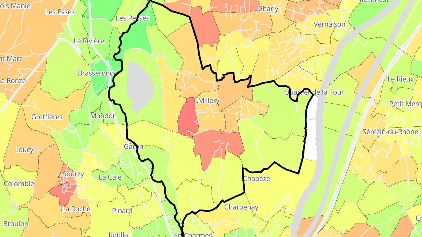 Carte des prix de l'immobilier Millery