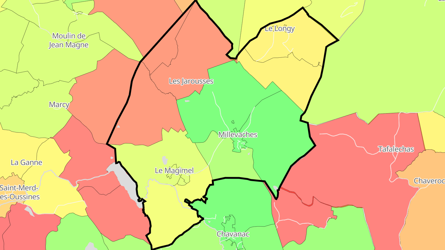Carte des prix de l'immobilier Millevaches
