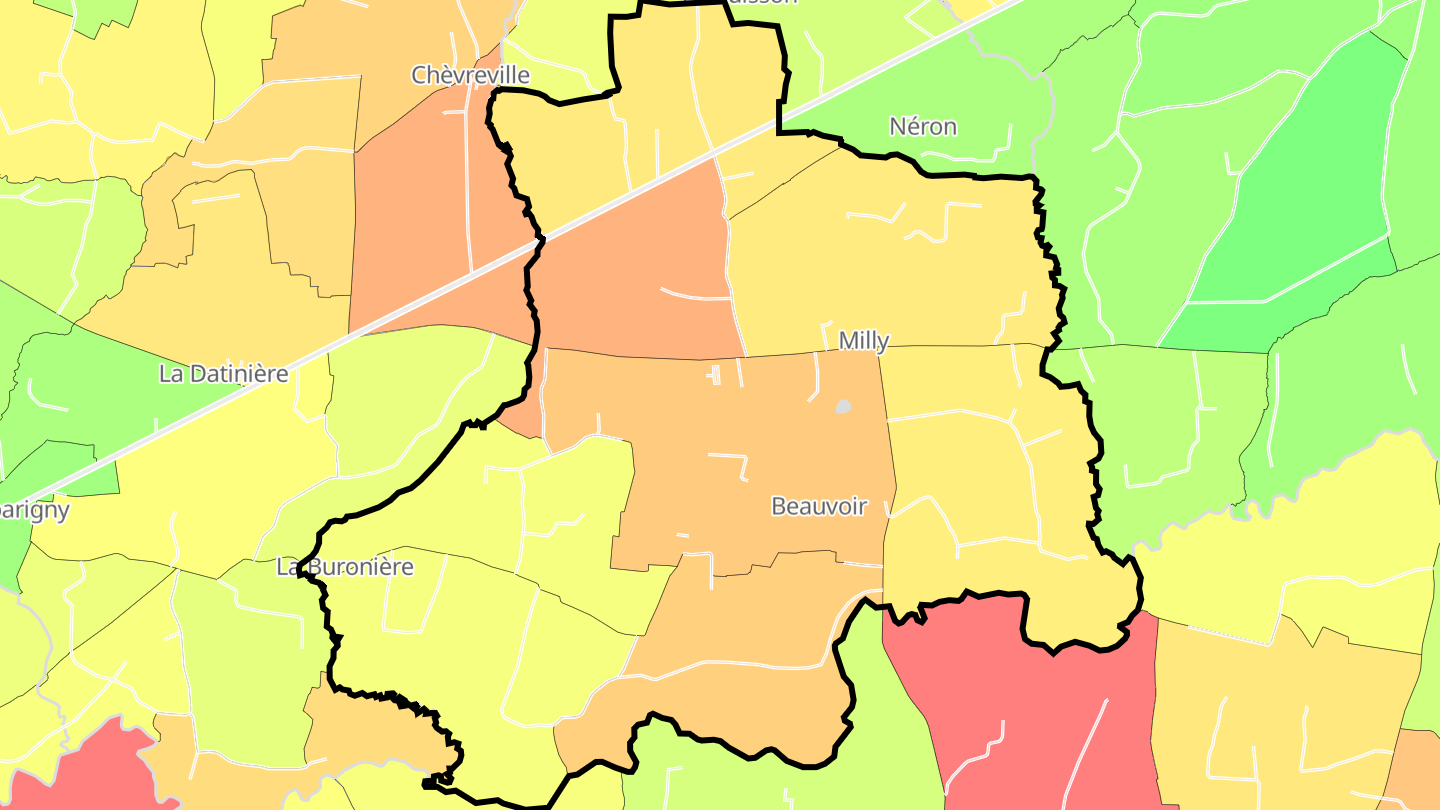 Carte des prix de l'immobilier Milly