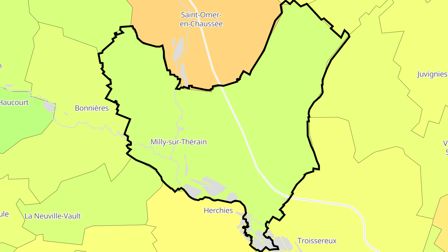 Carte des prix de l'immobilier Milly-sur-Thérain