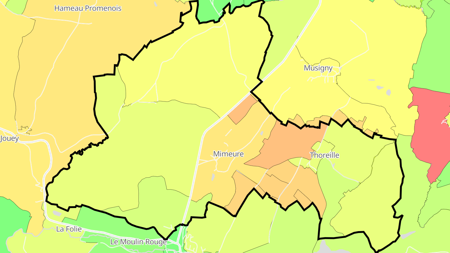 Carte des prix de l'immobilier Mimeure