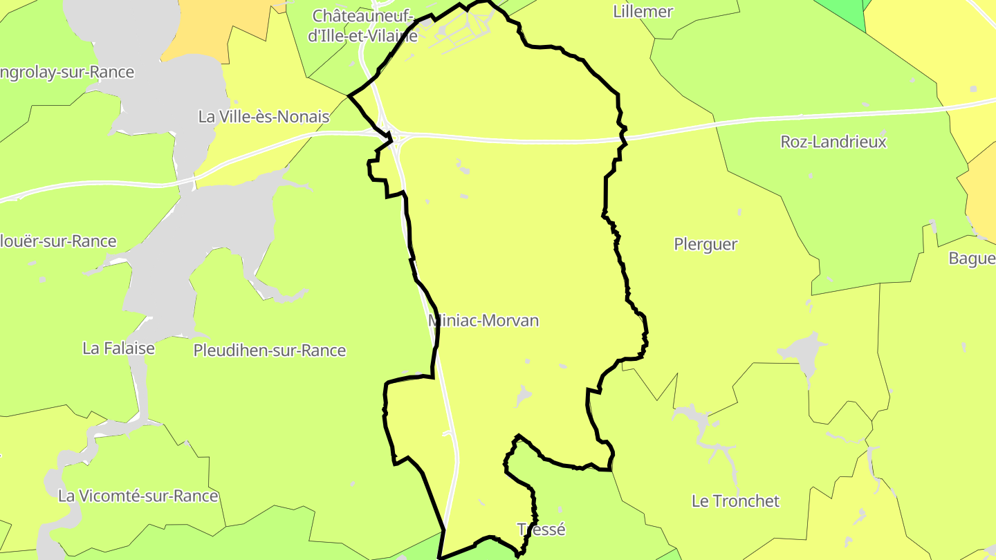Carte des prix de l'immobilier Miniac-Morvan