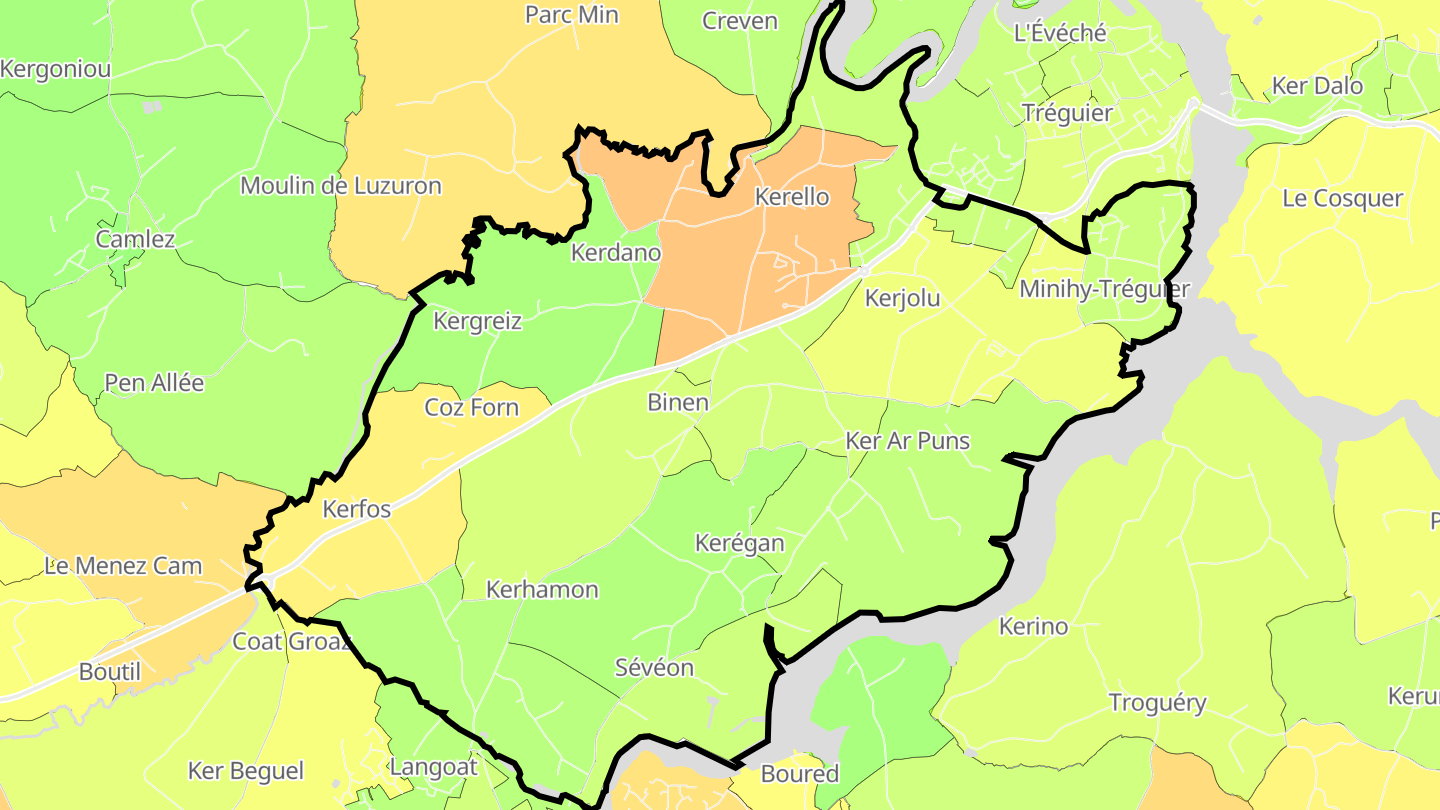 Carte des prix de l'immobilier Minihy-Tréguier