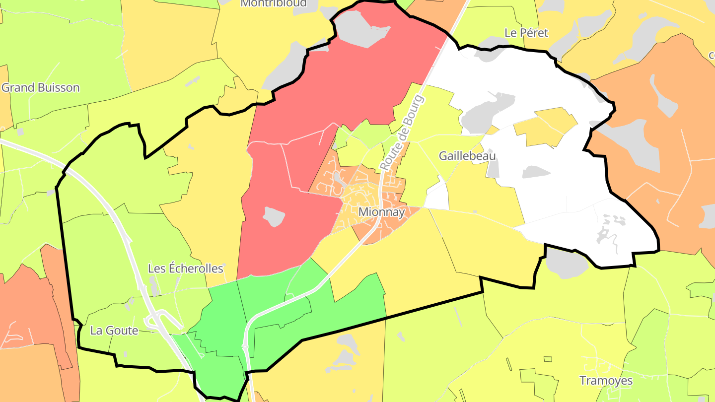 Carte des prix de l'immobilier Mionnay