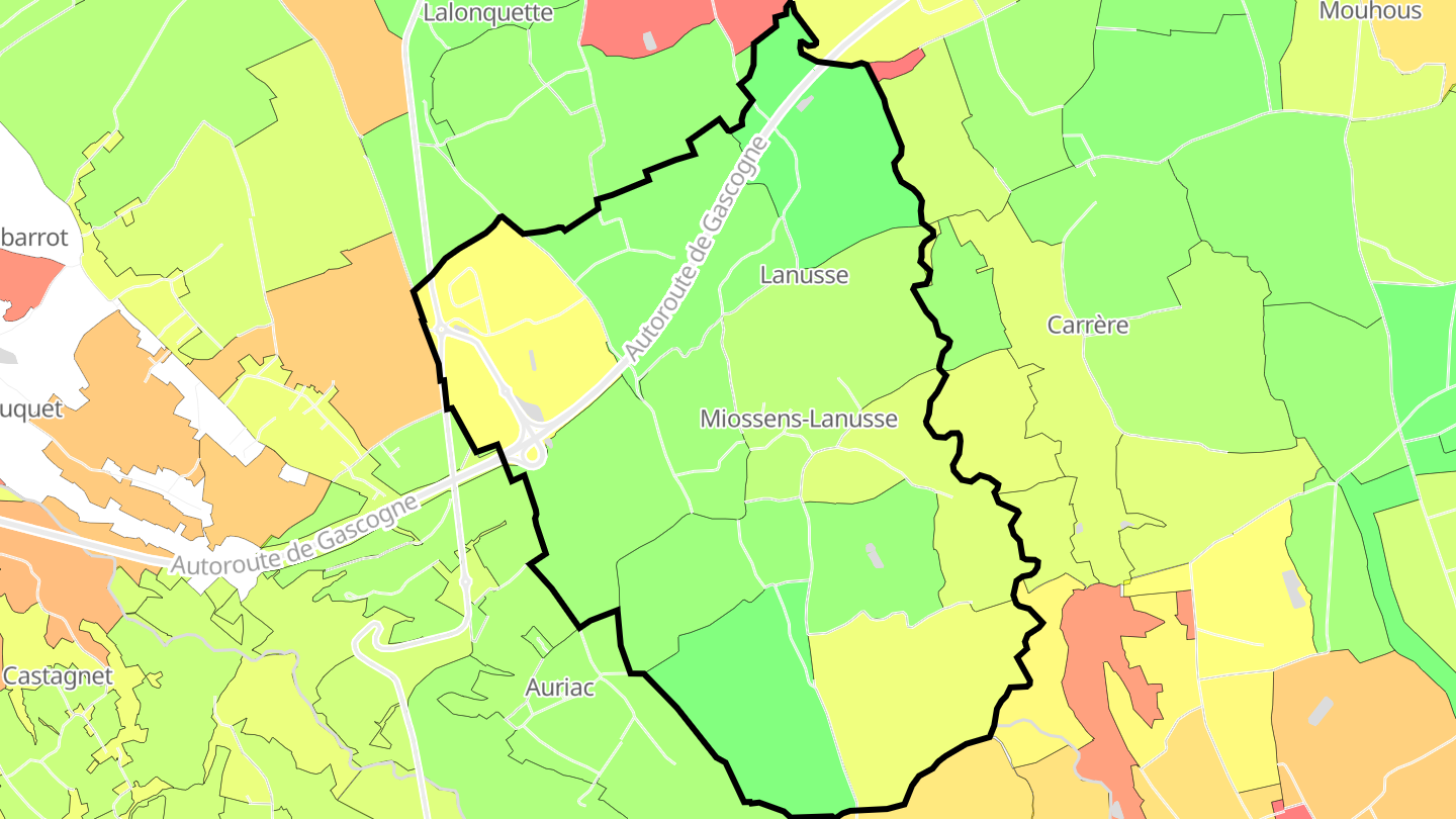 Carte des prix de l'immobilier Miossens-Lanusse