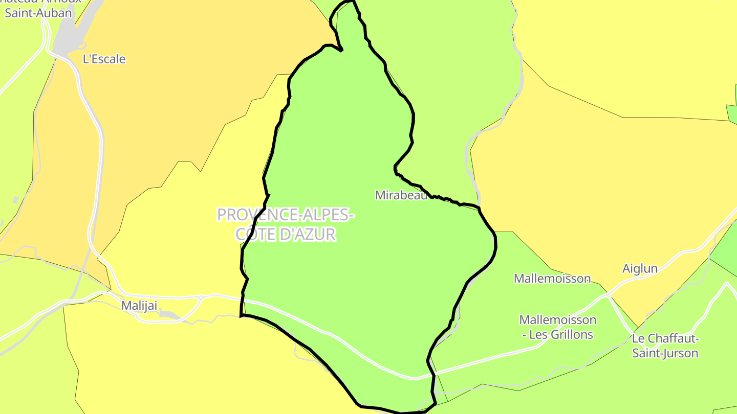 Carte des prix de l'immobilier Mirabeau