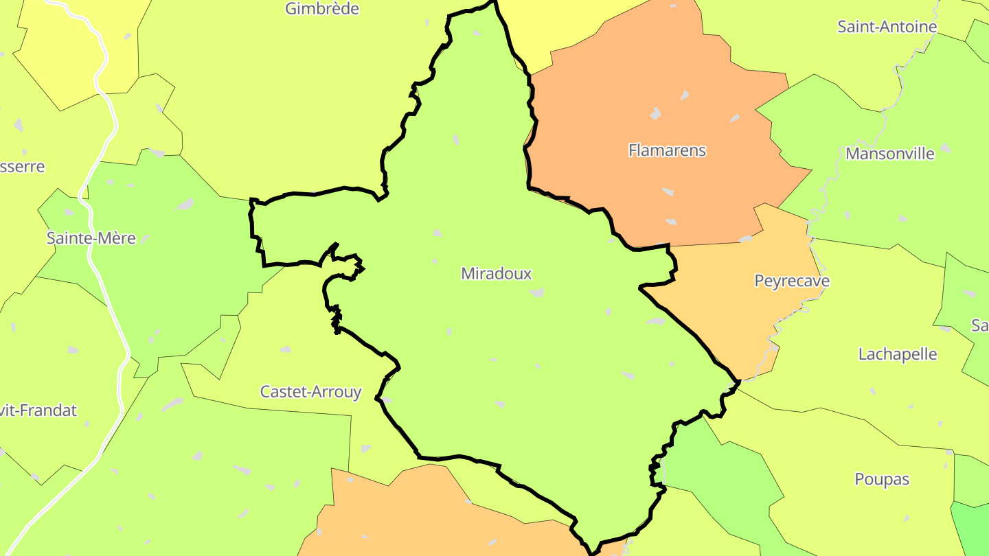 Carte des prix de l'immobilier Miradoux