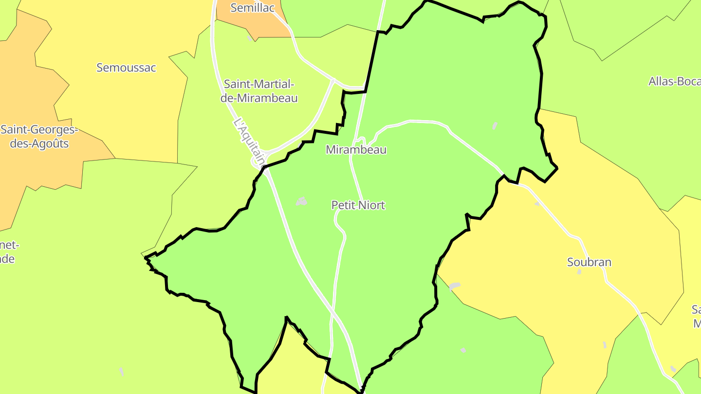 Carte des prix de l'immobilier Mirambeau