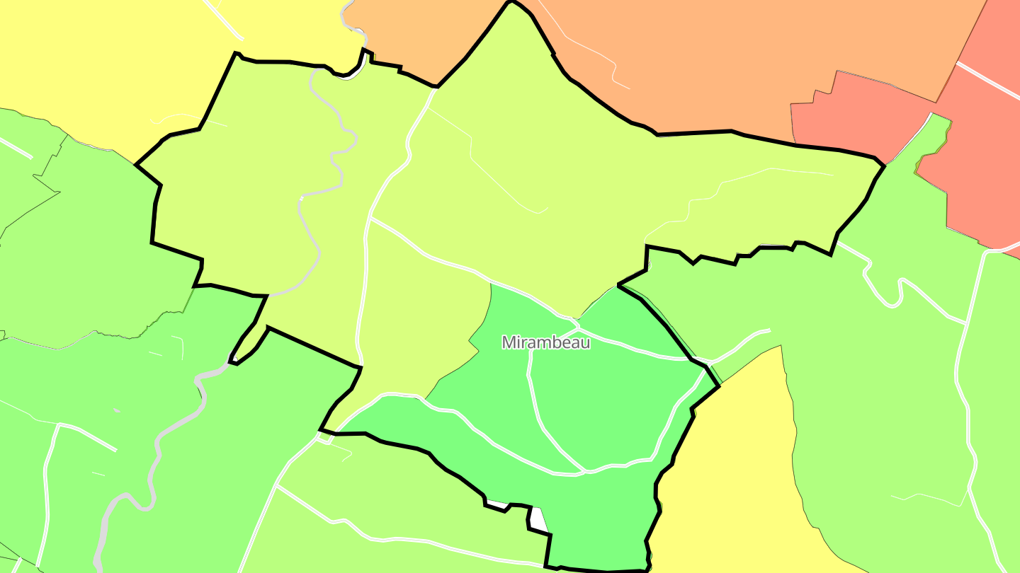 Carte des prix de l'immobilier Mirambeau