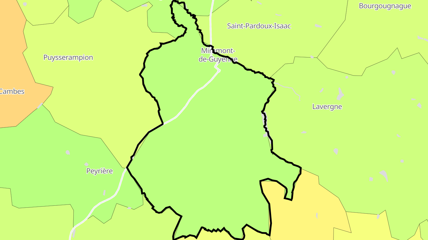 Carte des prix de l'immobilier Miramont-de-Guyenne