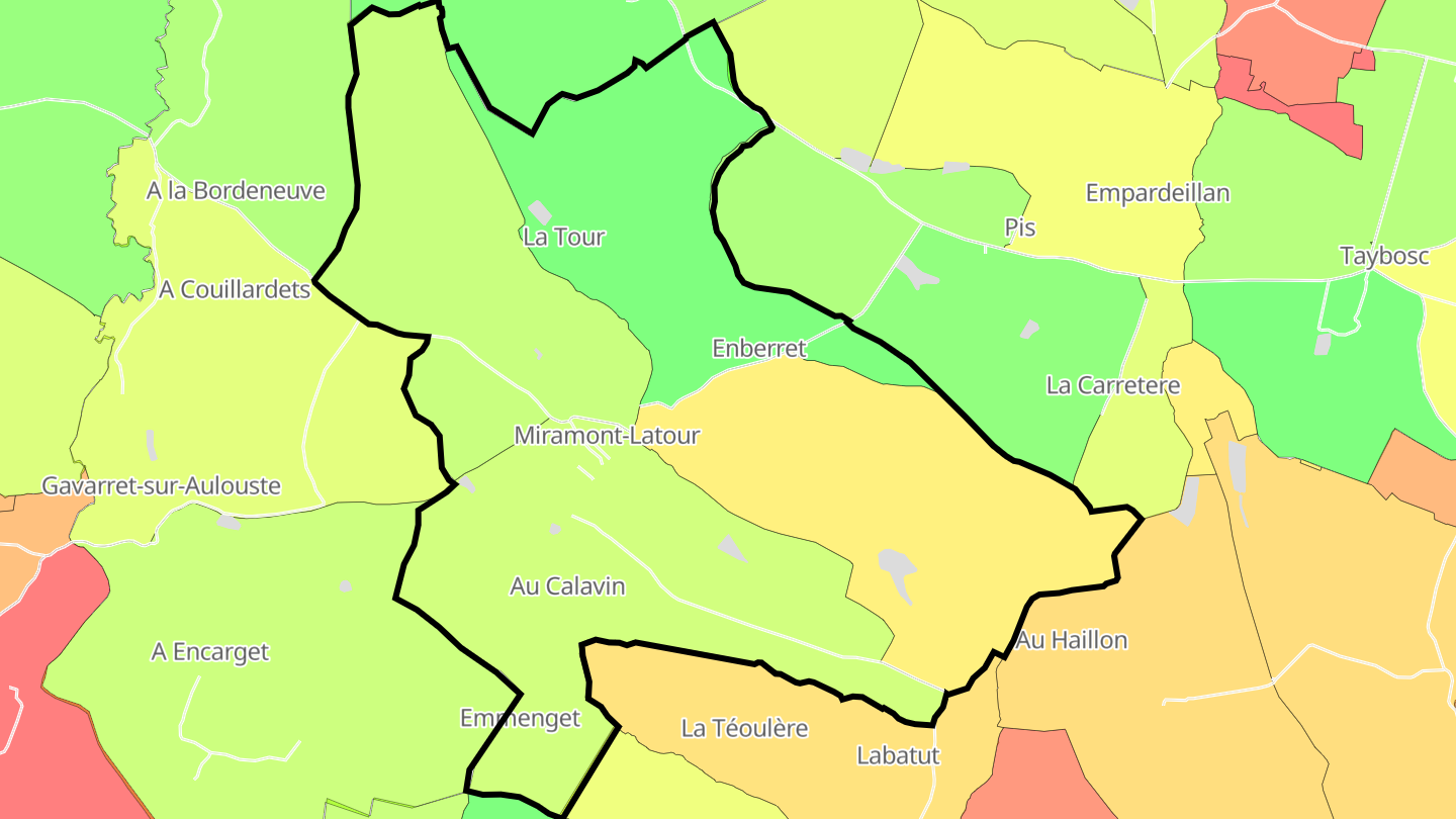 Carte des prix de l'immobilier Miramont-Latour