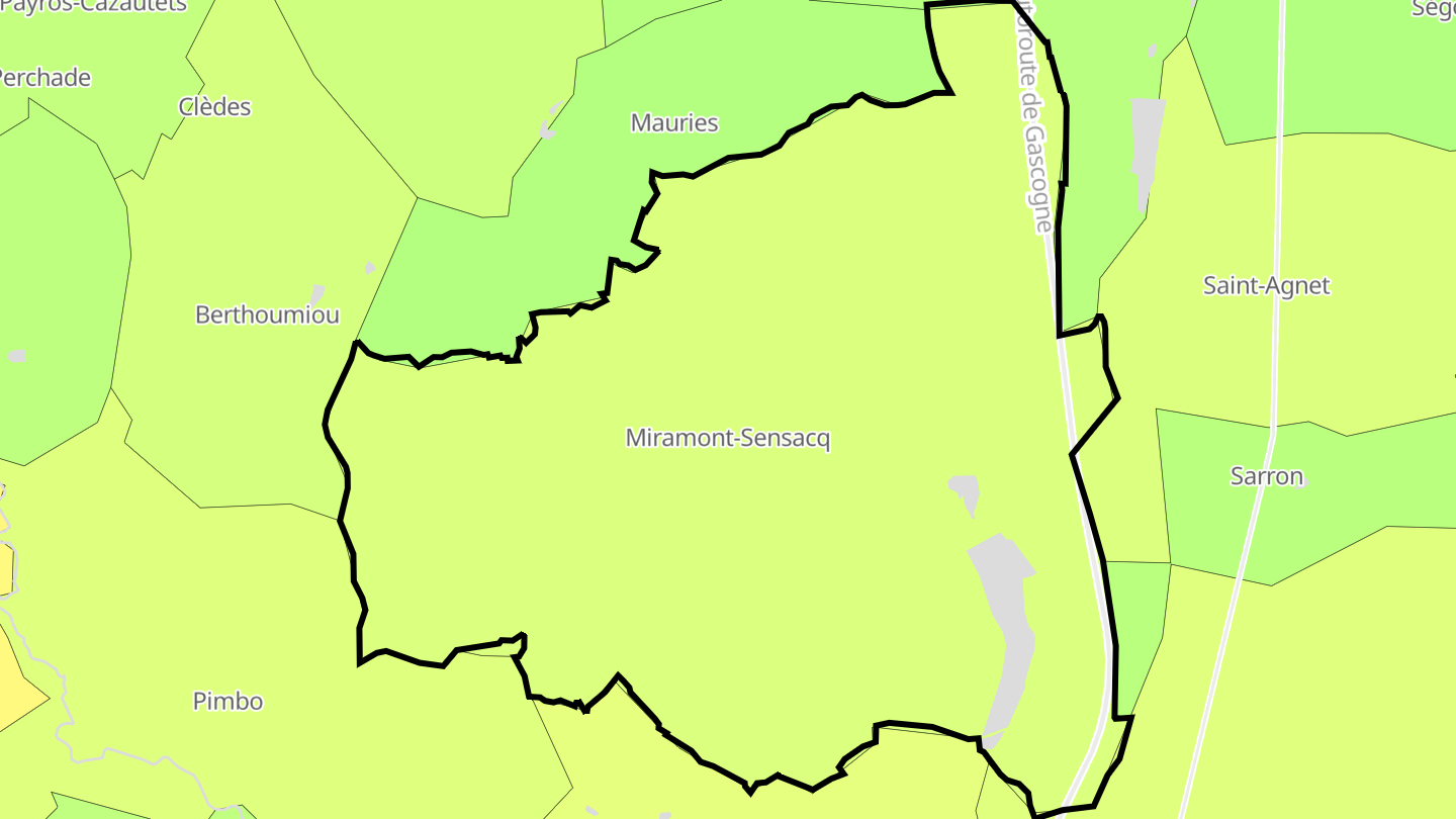Carte des prix de l'immobilier Miramont-Sensacq