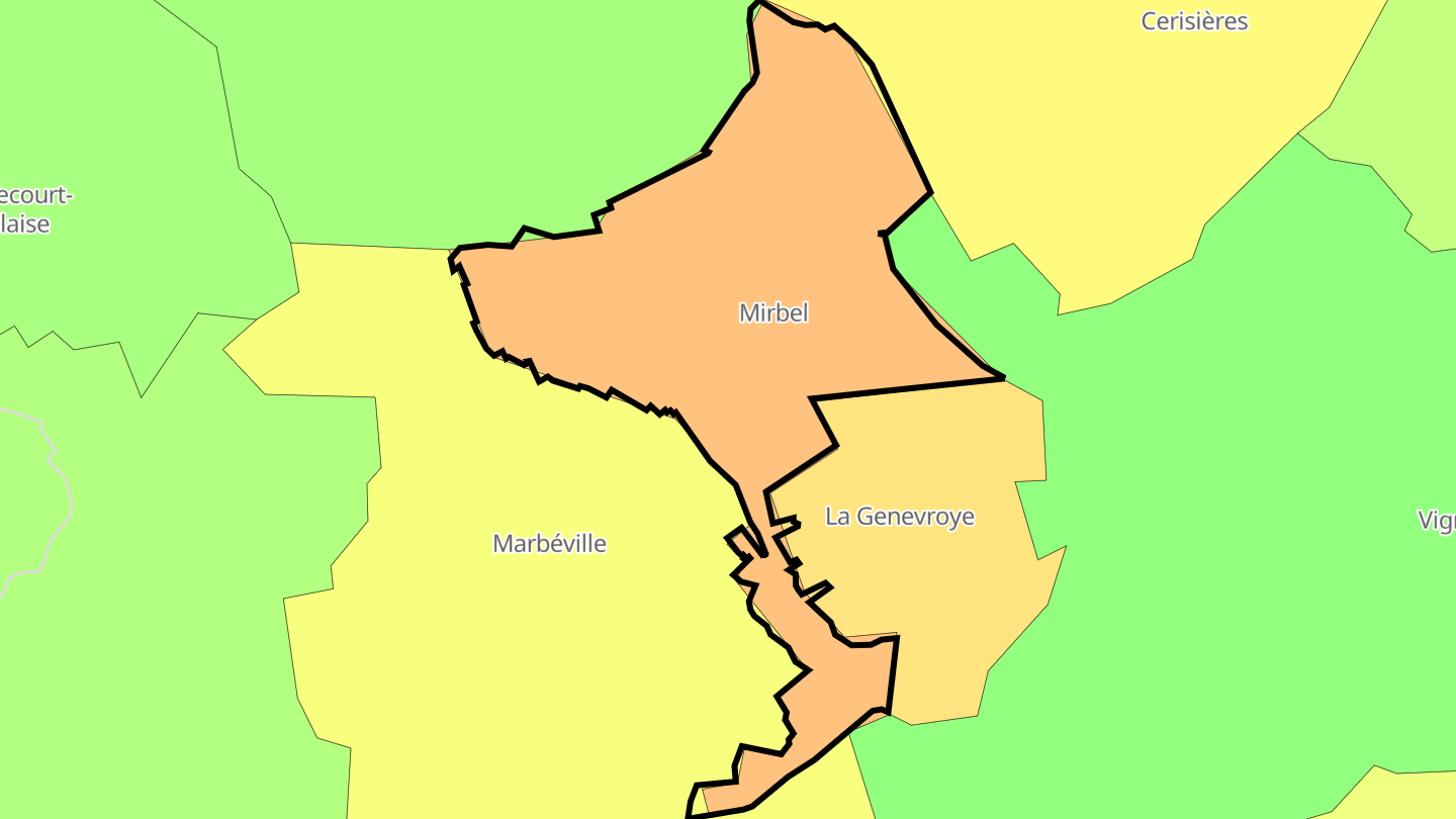 Carte des prix de l'immobilier Mirbel