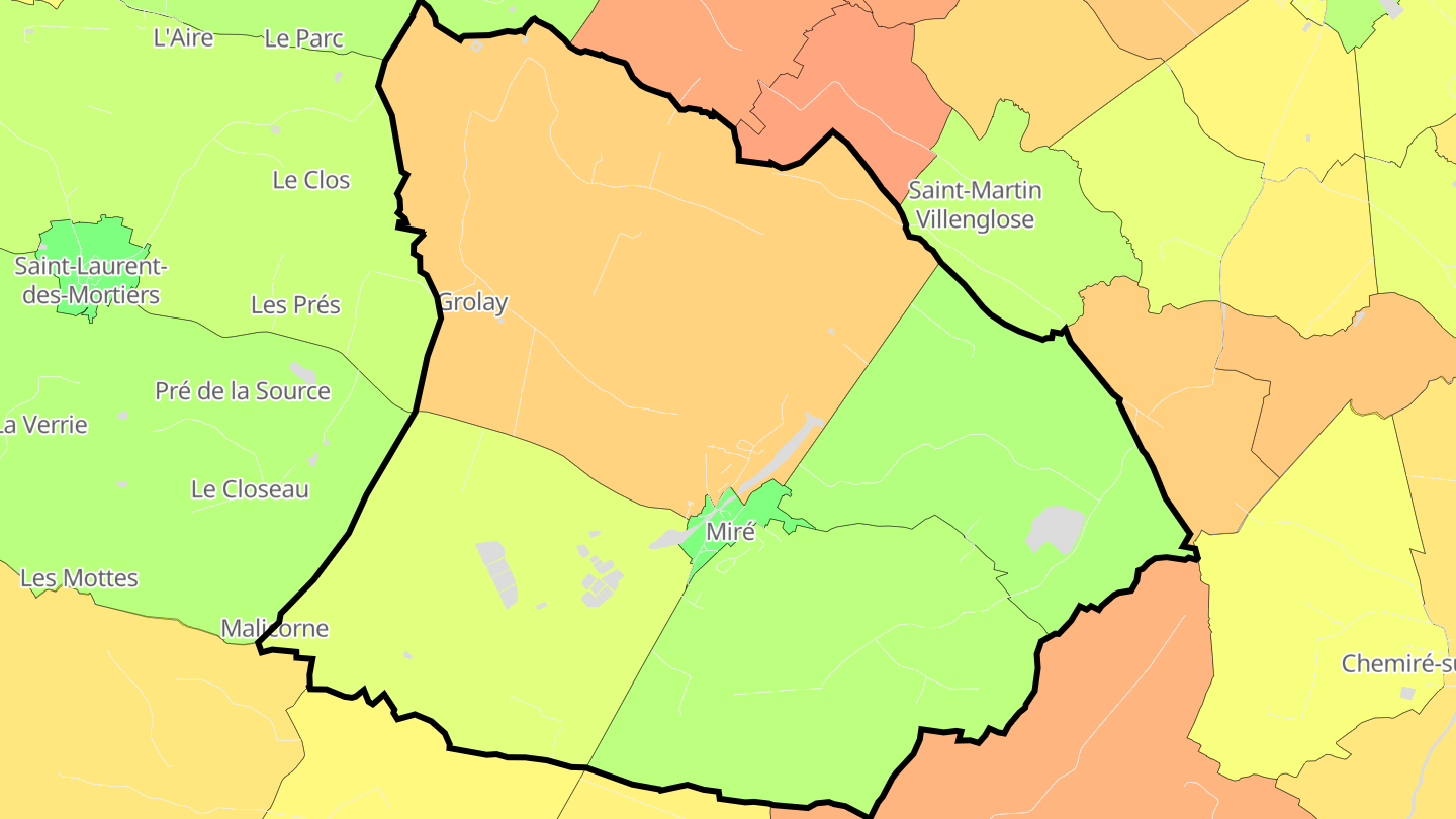 Carte des prix de l'immobilier Miré