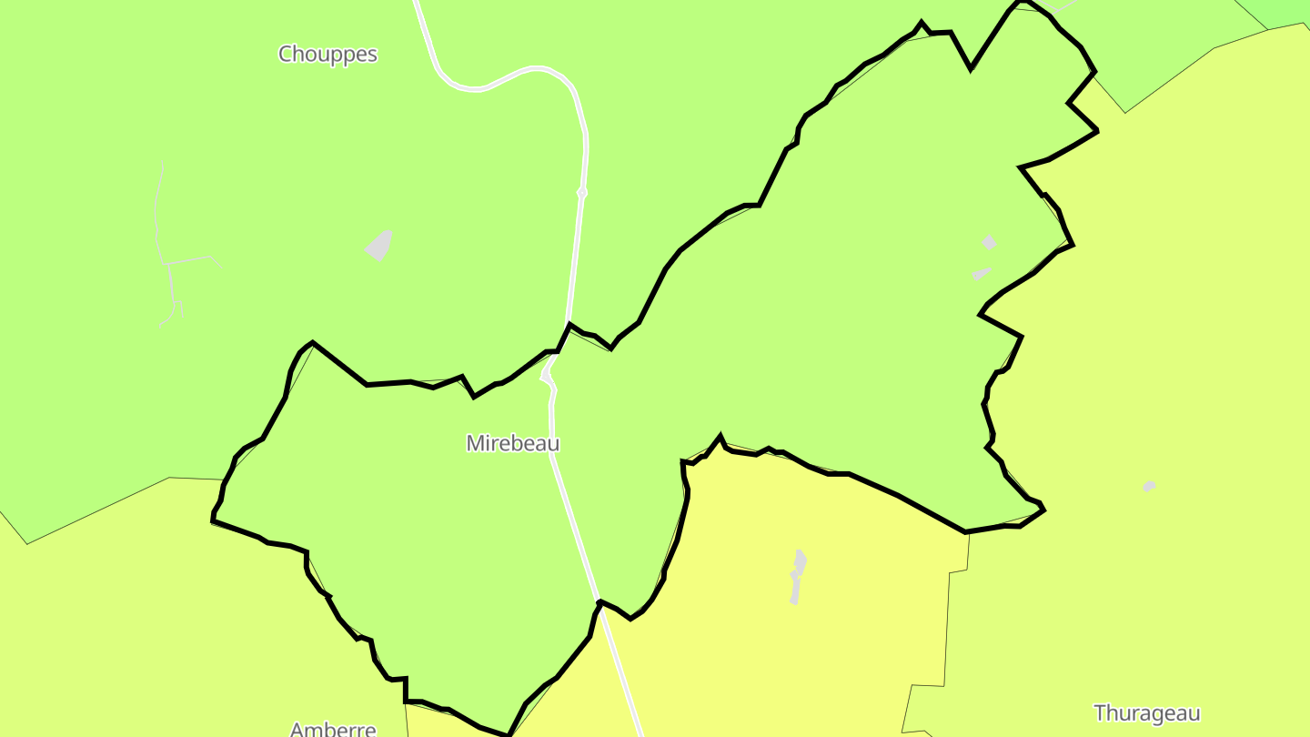 Carte des prix de l'immobilier Mirebeau