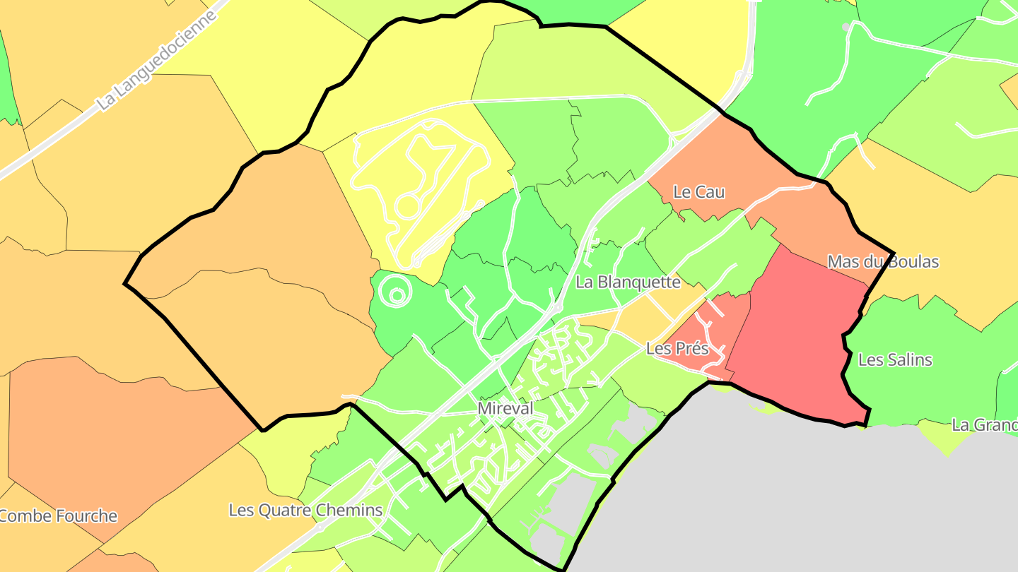 Carte des prix de l'immobilier Mireval
