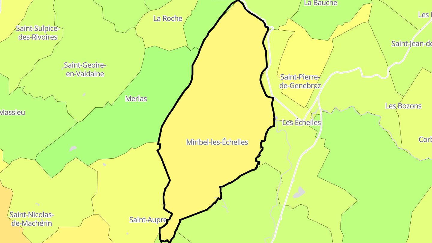 Carte des prix de l'immobilier Miribel-les-Échelles