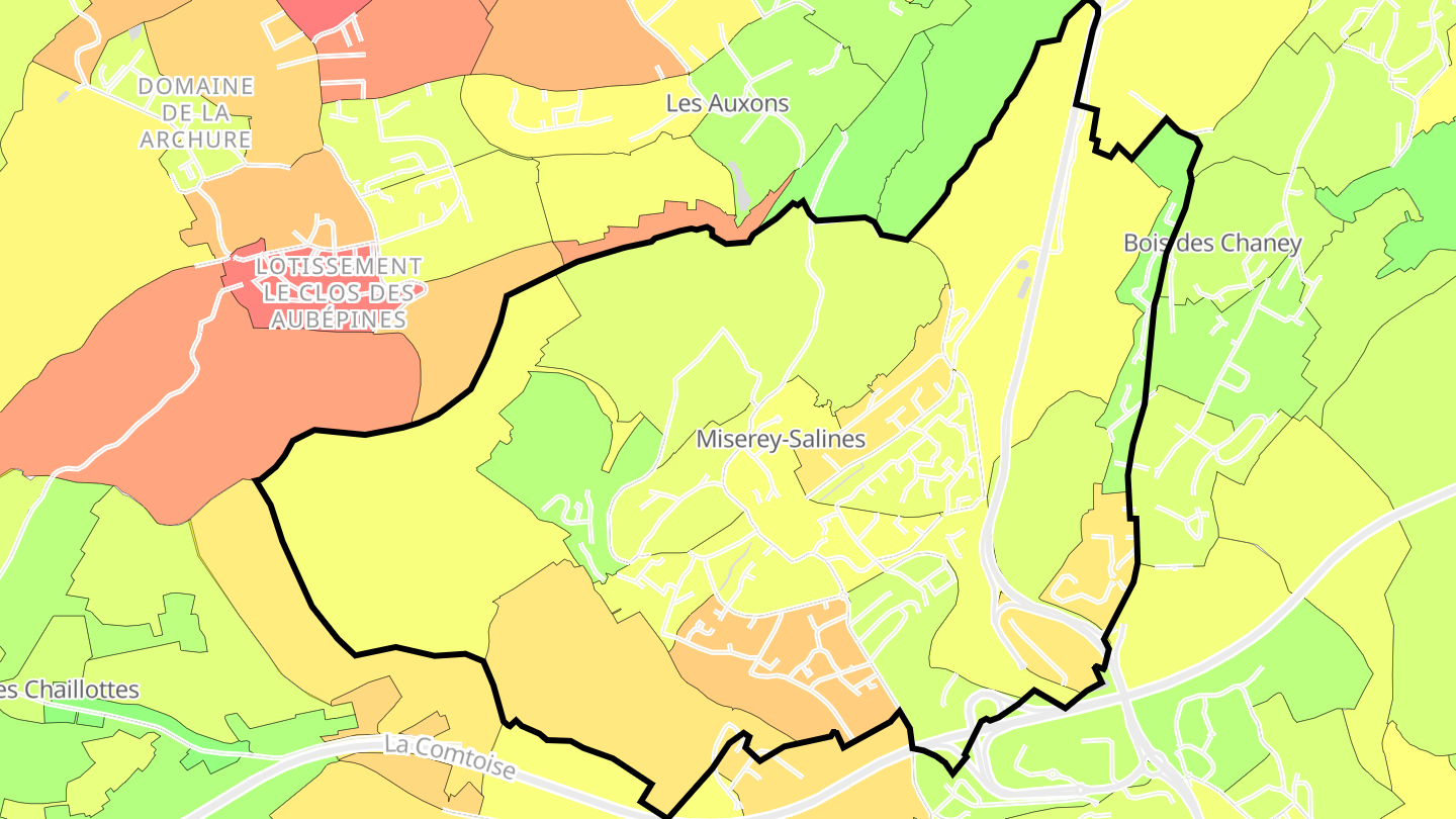 Carte des prix de l'immobilier Miserey-Salines