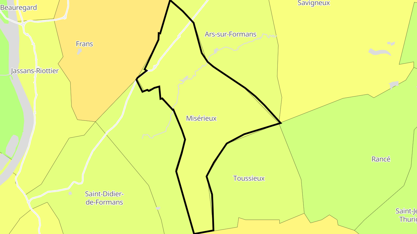 Carte des prix de l'immobilier Misérieux