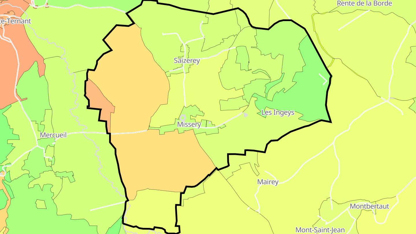 Carte des prix de l'immobilier Missery