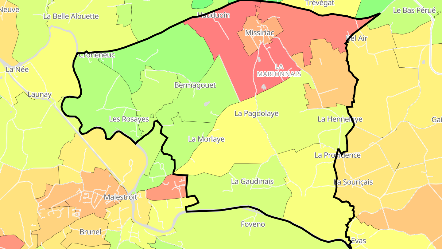 Carte des prix de l'immobilier Missiriac