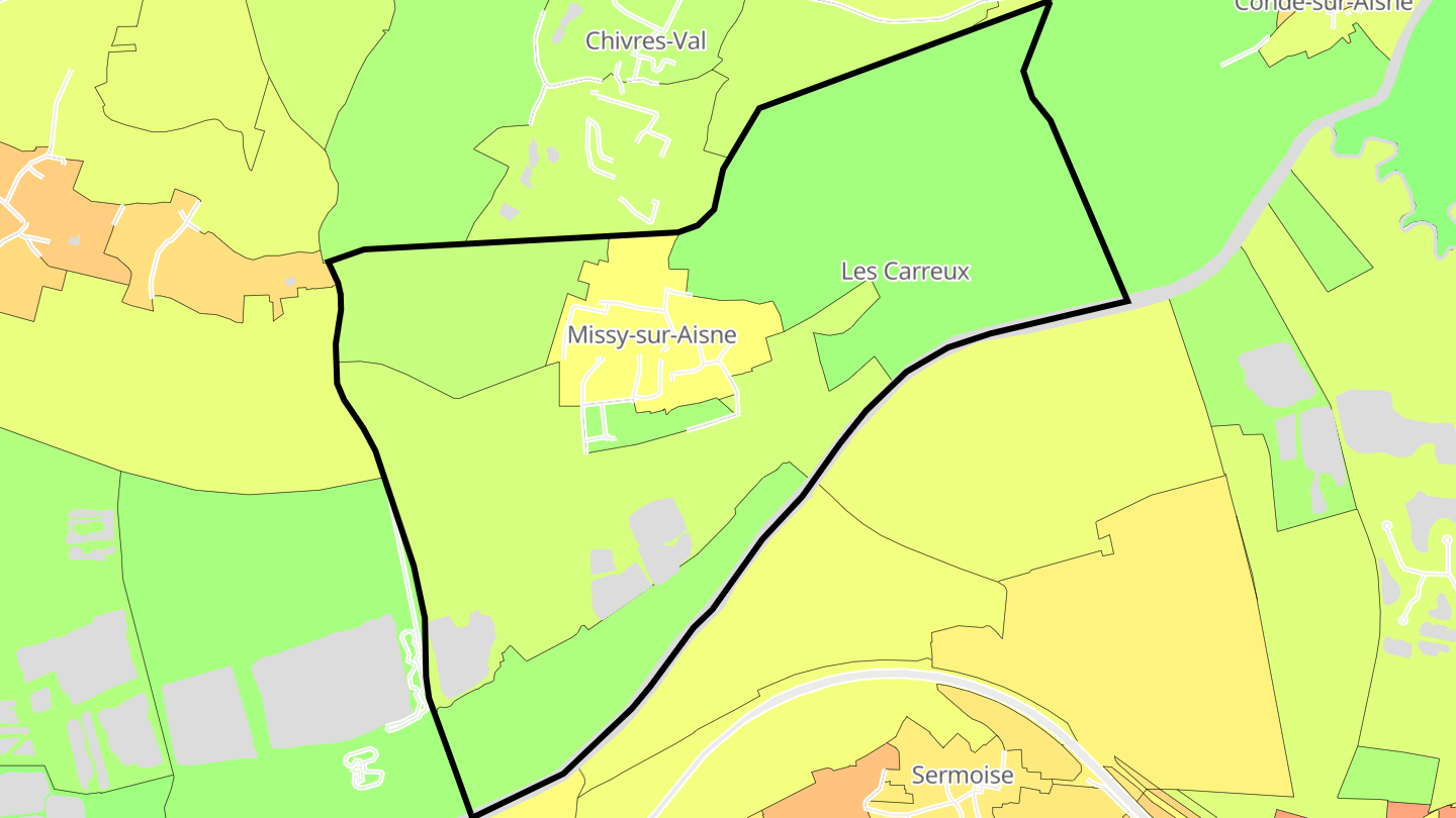 Carte des prix de l'immobilier Missy-sur-Aisne