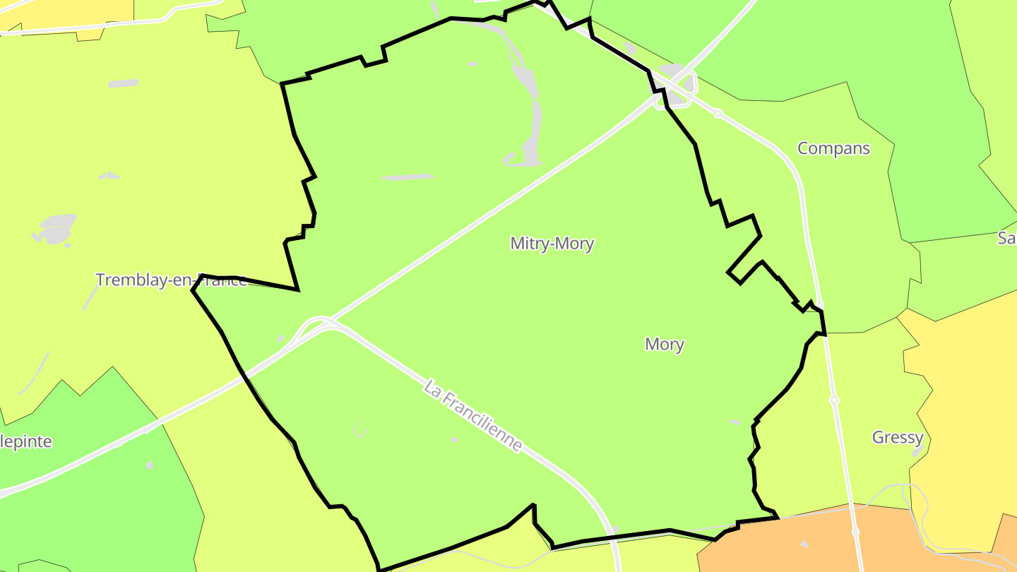 Carte des prix de l'immobilier Mitry-Mory
