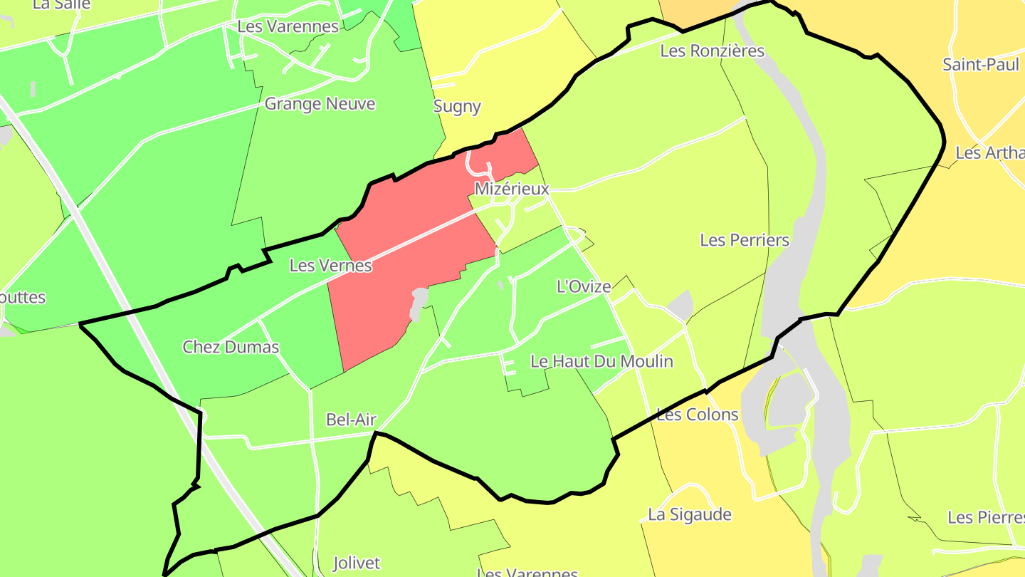 Carte des prix de l'immobilier Mizérieux