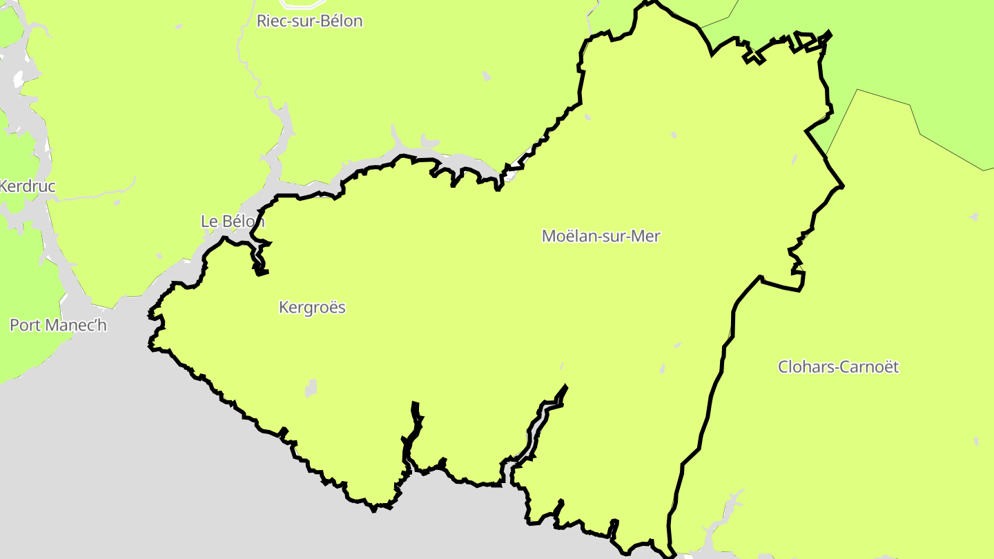 Carte des prix de l'immobilier Moëlan-sur-Mer