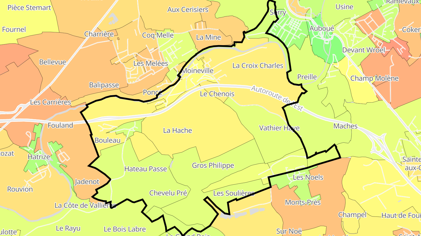 Carte des prix de l'immobilier Moineville
