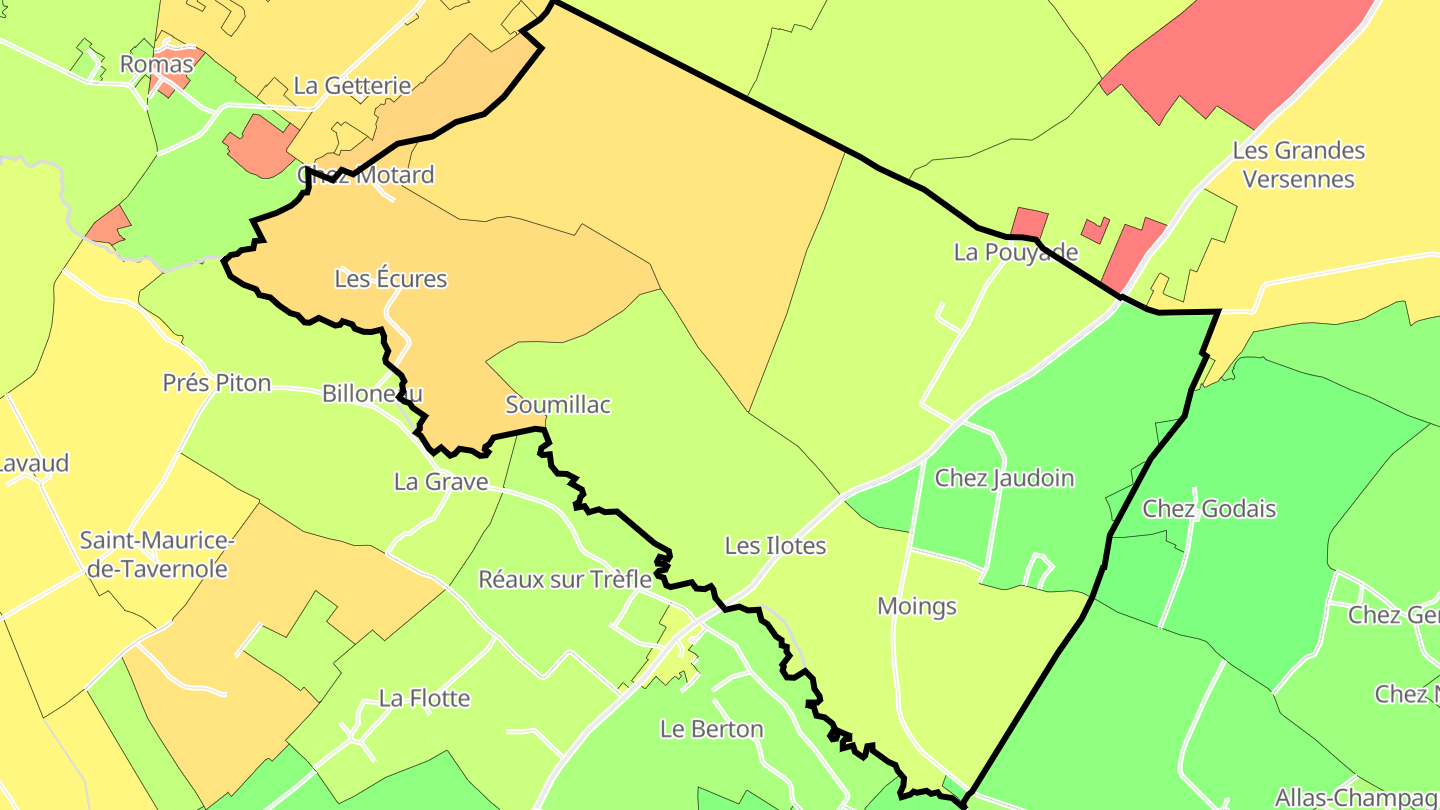 Carte des prix de l'immobilier Moings