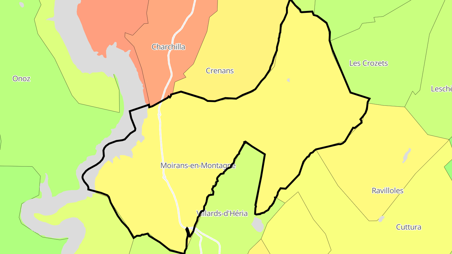 Carte des prix de l'immobilier Moirans-en-Montagne