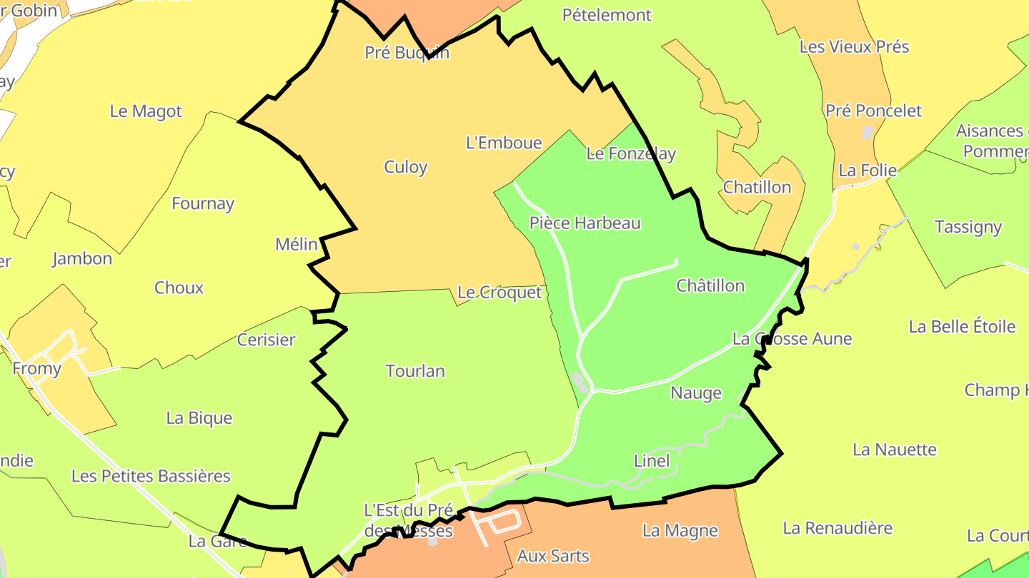 Carte des prix de l'immobilier Moiry