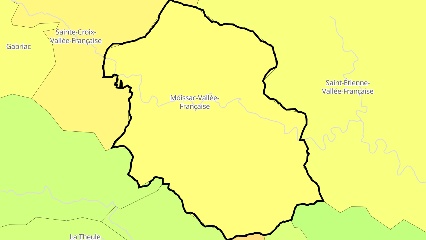 Carte des prix de l'immobilier Moissac-Vallée-Française