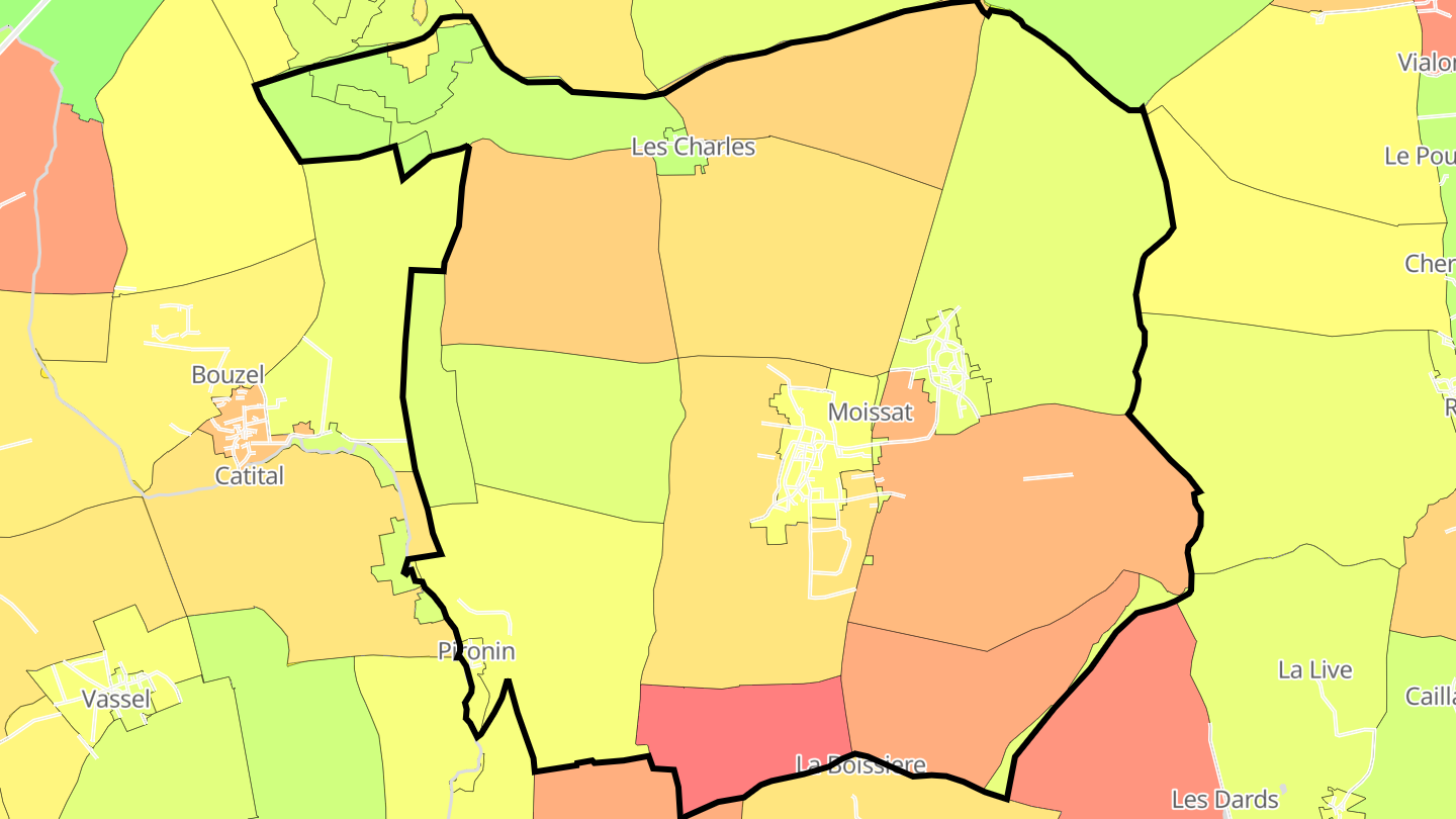 Carte des prix de l'immobilier Moissat